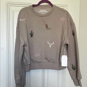 Cotton Essentials Sweatshirt with Western Embroidery